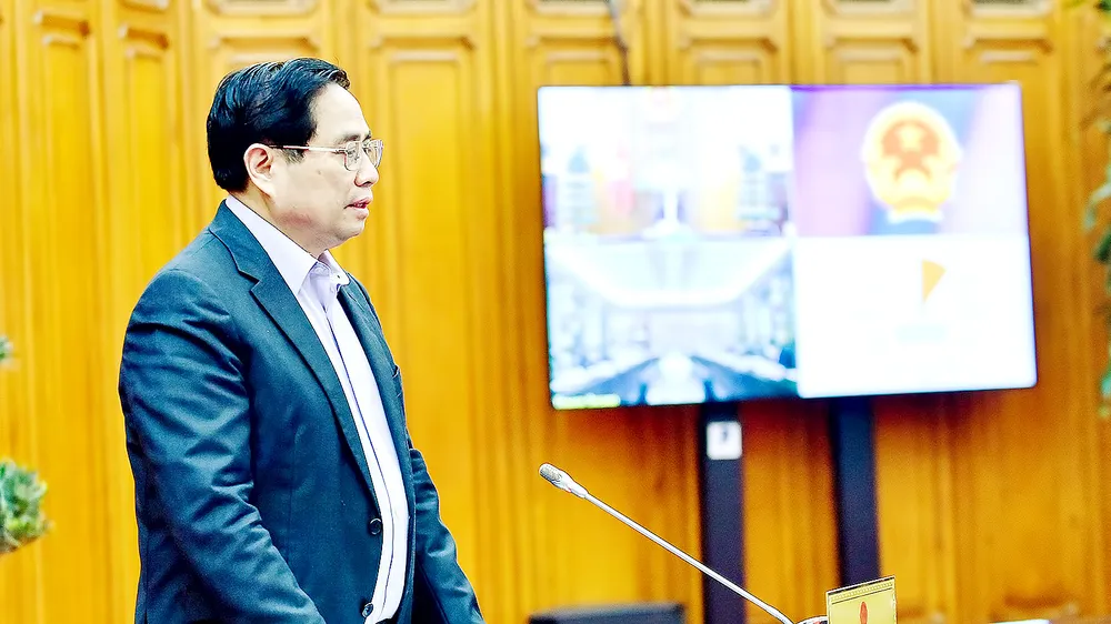 Thủ tướng Phạm Minh Chính phát biểu tại buổi làm việc với lãnh đạo tỉnh Tuyên Quang. Ảnh: VIẾT CHUNG