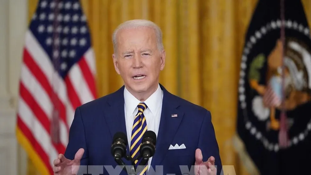 Tổng thống Mỹ Joe Biden tại cuộc họp báo ở Washington, DC., ngày 19-1-2022. Ảnh: AFP/TTXVN