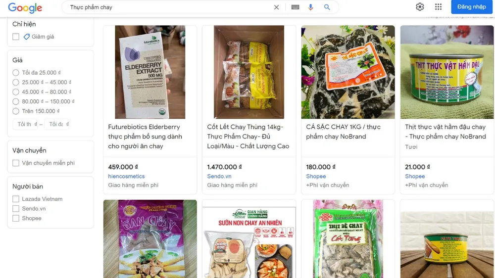 Thực phẩm bán tràn lan qua mạng với nhiều mức giá khác nhau