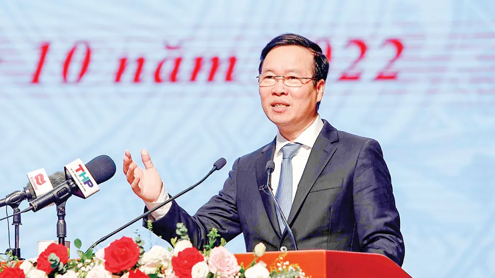 Thường trực Ban Bí thư Võ Văn Thưởng phát biểu chỉ đạo tại hội nghị. Ảnh: TTXVN