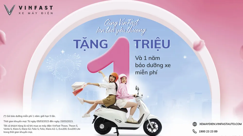 Nhân đôi quà tặng cho chị em phụ nữ khi mua xe máy điện VinFast dịp 8-3