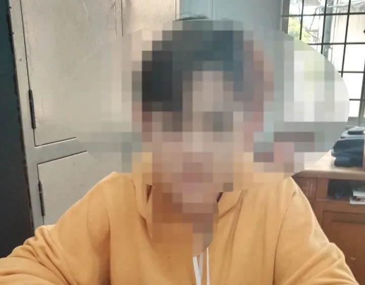 Đối tượng Lê Tân Định tại cơ quan công an