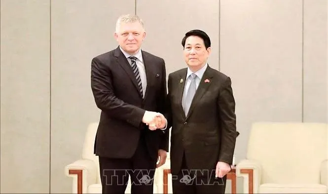 Chủ tịch nước Lương Cường tiếp Thủ tướng Slovakia Robert Fico