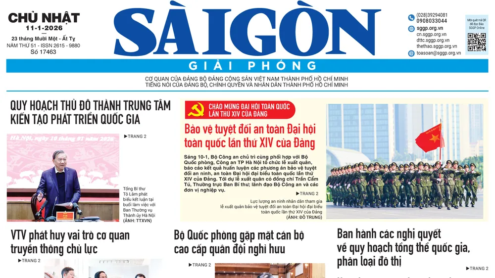 Báo Sài Gòn Giải Phóng ngày 11/01/2026