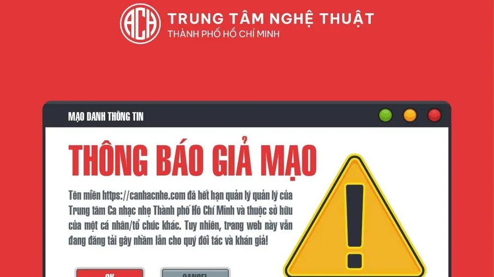 Cảnh báo website giả mạo Trung tâm Nghệ thuật TPHCM