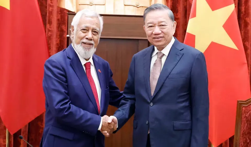 Tổng Bí thư, Chủ tịch nước Tô Lâm tiếp Thủ tướng Timor-Leste Kay Rala Xanana Gusmão. Ảnh: Thống Nhất/TTXVN
