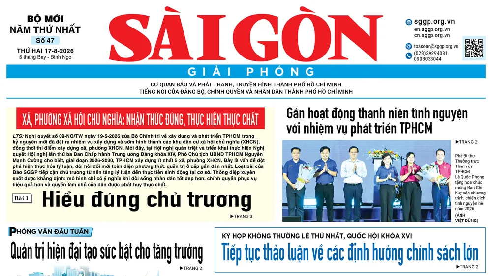 Báo Sài Gòn Giải Phóng ngày 17/8/2026
