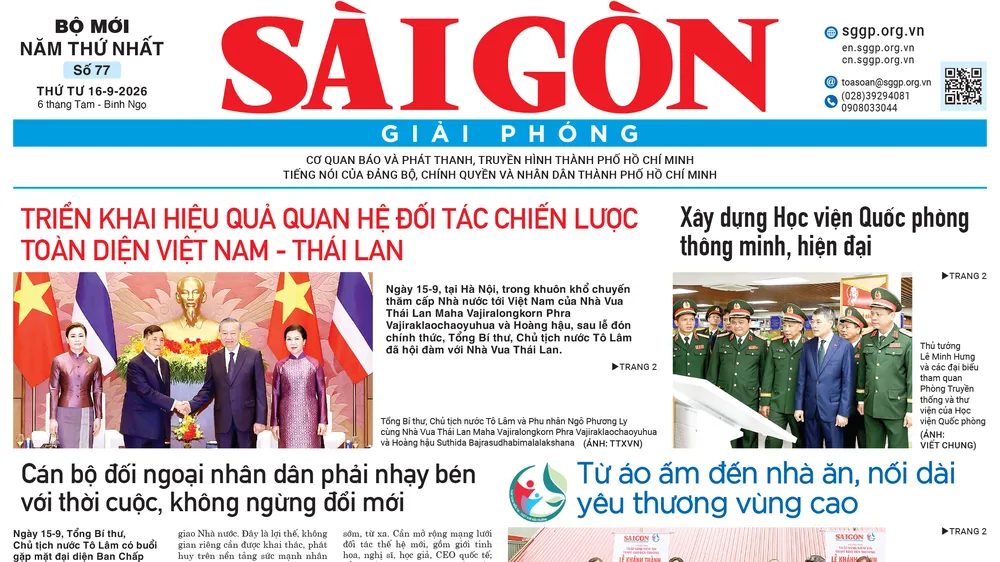 Báo Sài Gòn Giải Phóng ngày 16/09/2026