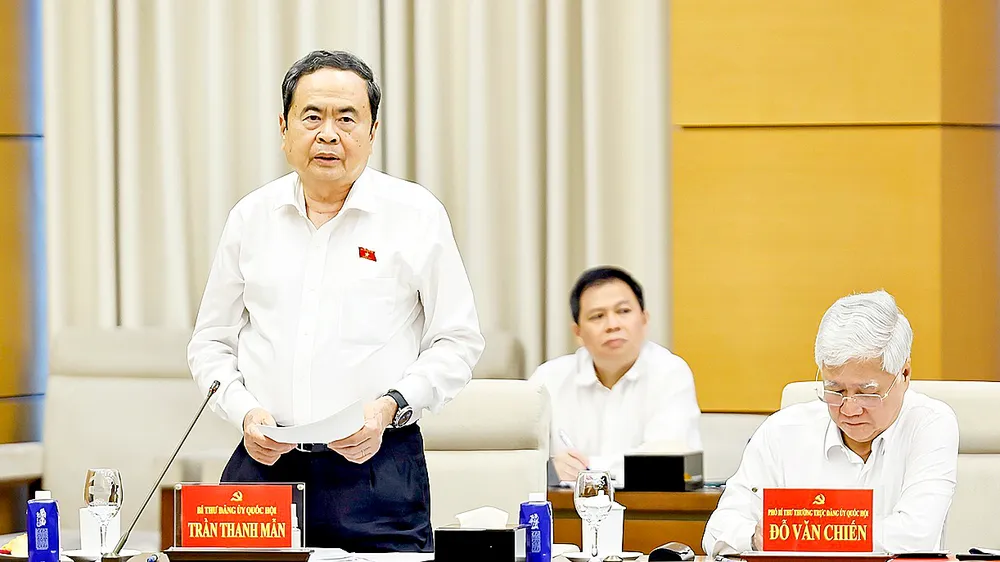 Chủ tịch Quốc hội Trần Thanh Mẫn phát biểu tại hội nghị. Ảnh: TTXVN