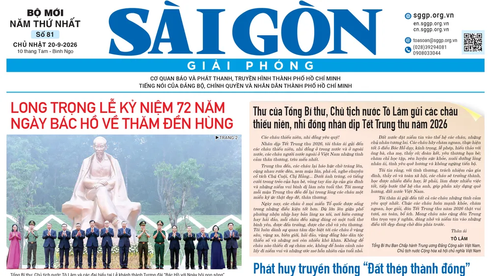 Báo Sài Gòn Giải Phóng ngày 20/9/2026