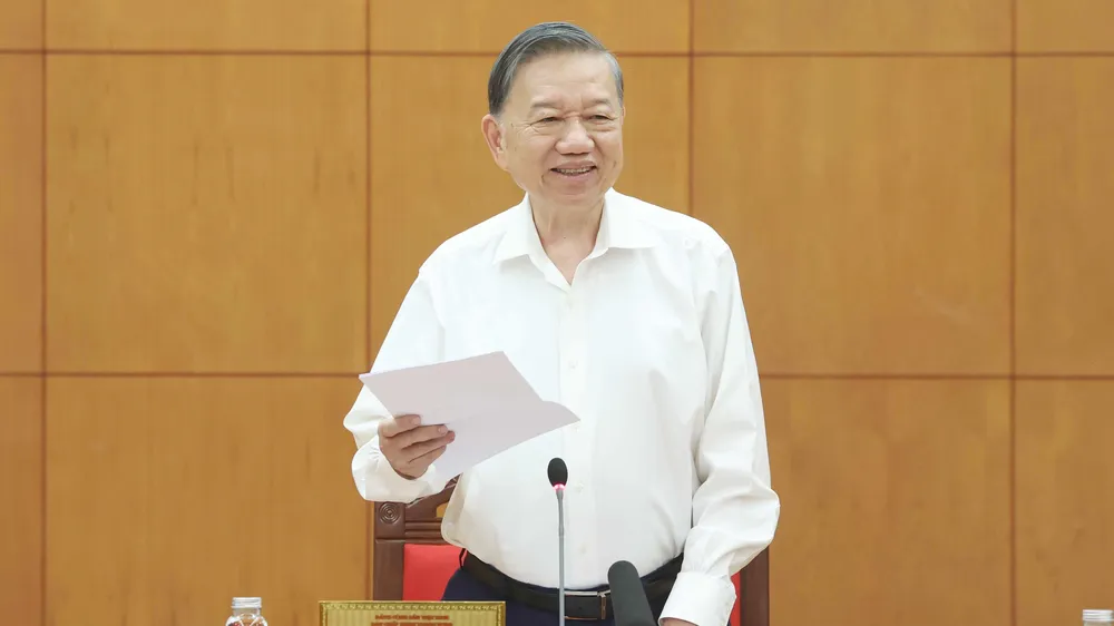 Tổng Bí thư, Chủ tịch nước Tô Lâm phát biểu chỉ đạo tại buổi làm việc. Ảnh: TTXVN