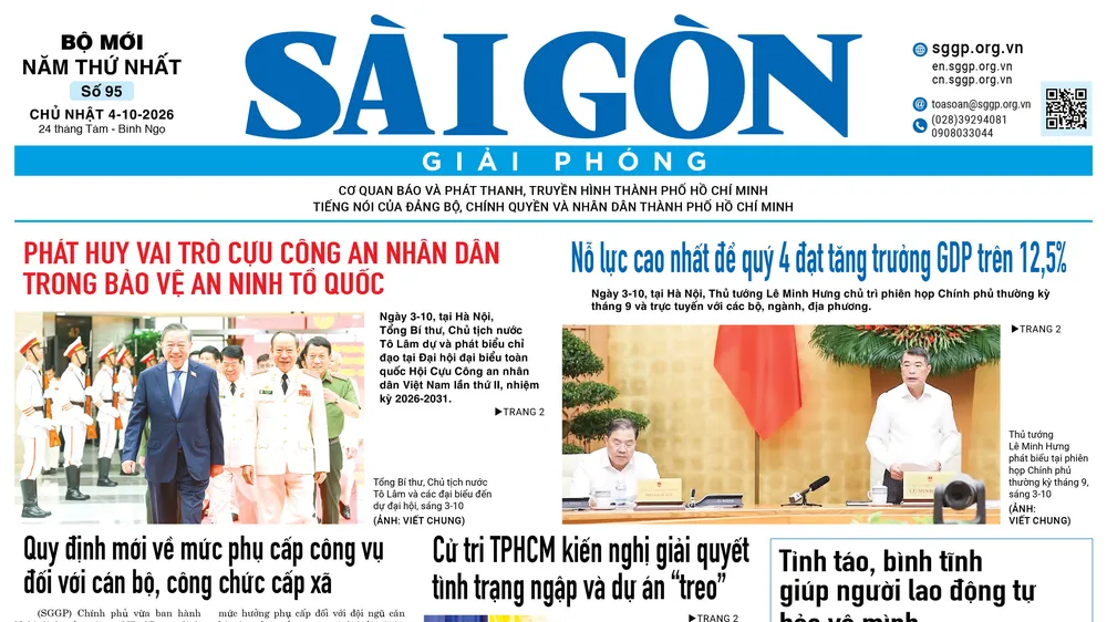 Báo Sài Gòn Giải Phóng ngày 4/10/2026