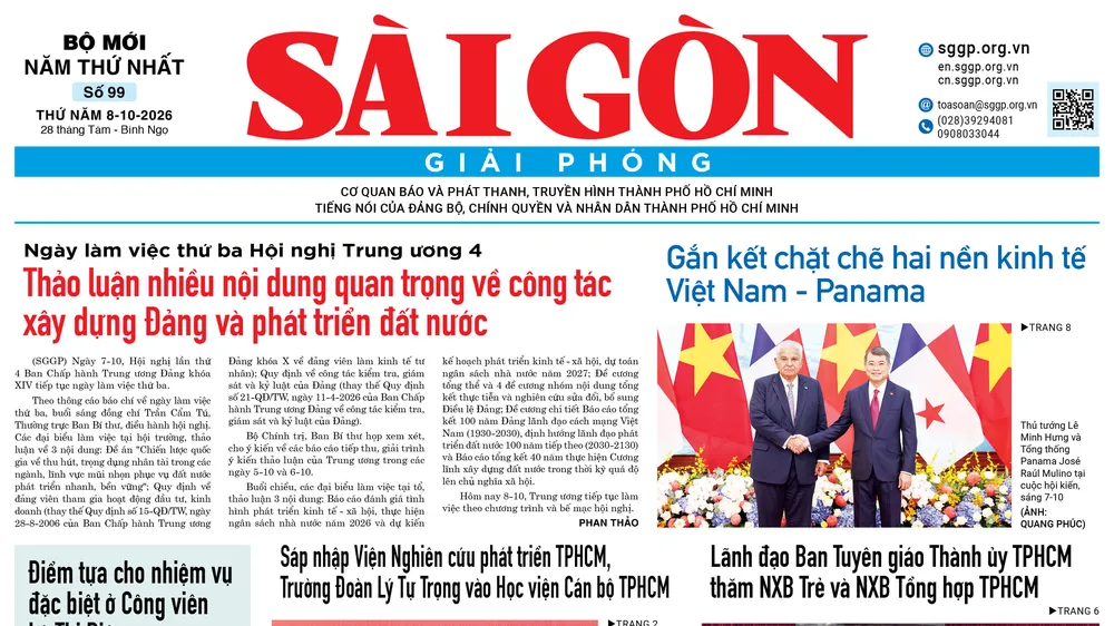 Báo Sài Gòn Giải Phóng ngày 9/10/2026