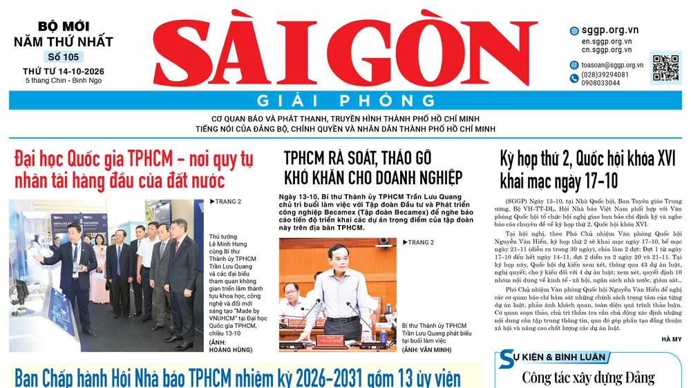 Báo Sài Gòn Giải Phóng ngày 14/10/2026