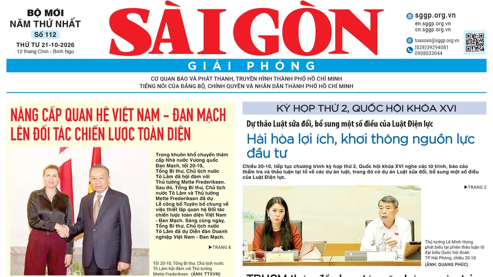 Báo Sài Gòn Giải Phóng ngày 21/10/2026