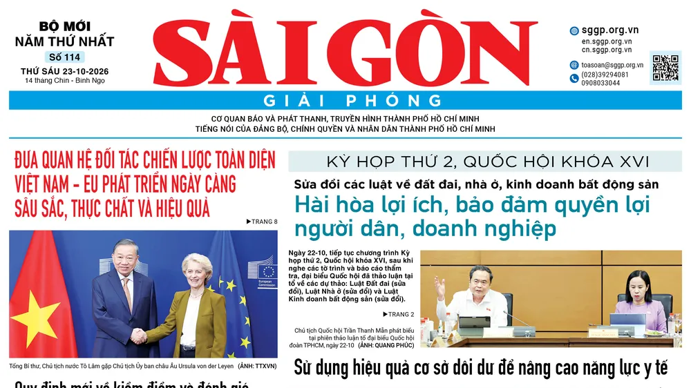 Báo Sài Gòn Giải Phóng ngày 23/10/2026