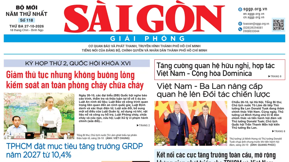 Báo Sài Gòn Giải Phóng ngày 27/10/2026