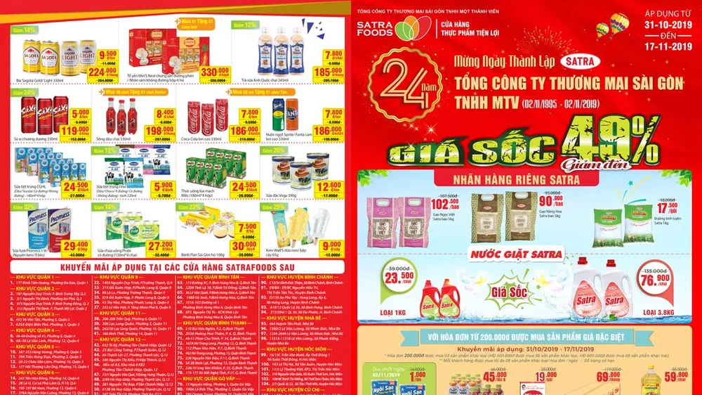Nhiều chương trình khuyến mại mừng 24 năm ngày thành lập SATRA tại chuỗi cửa hàng Satrafoods