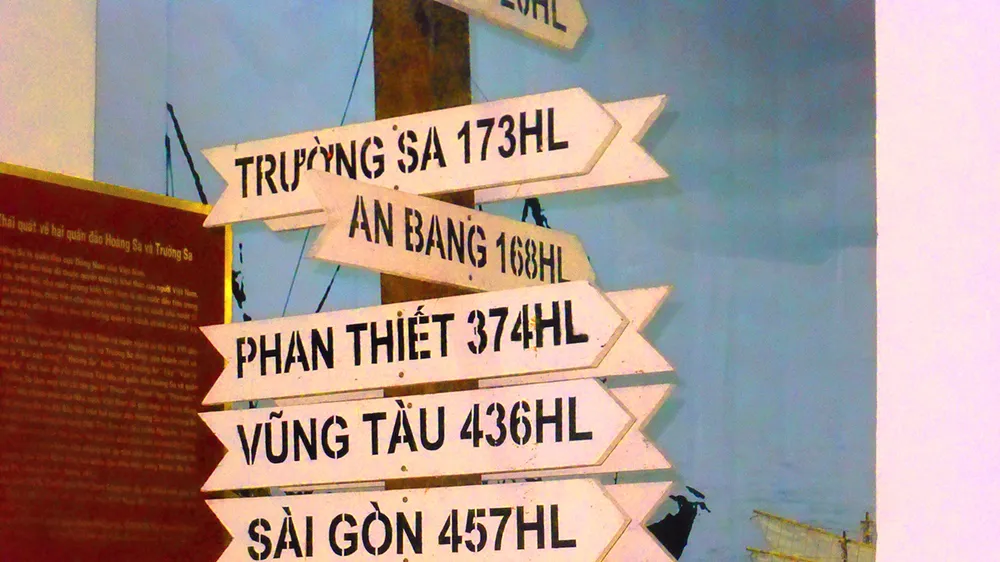 Biển báo vị trí trên đảo Nam Yết thuộc quần đảo Trường Sa. Ảnh: HUỲNH THANH LUÂN