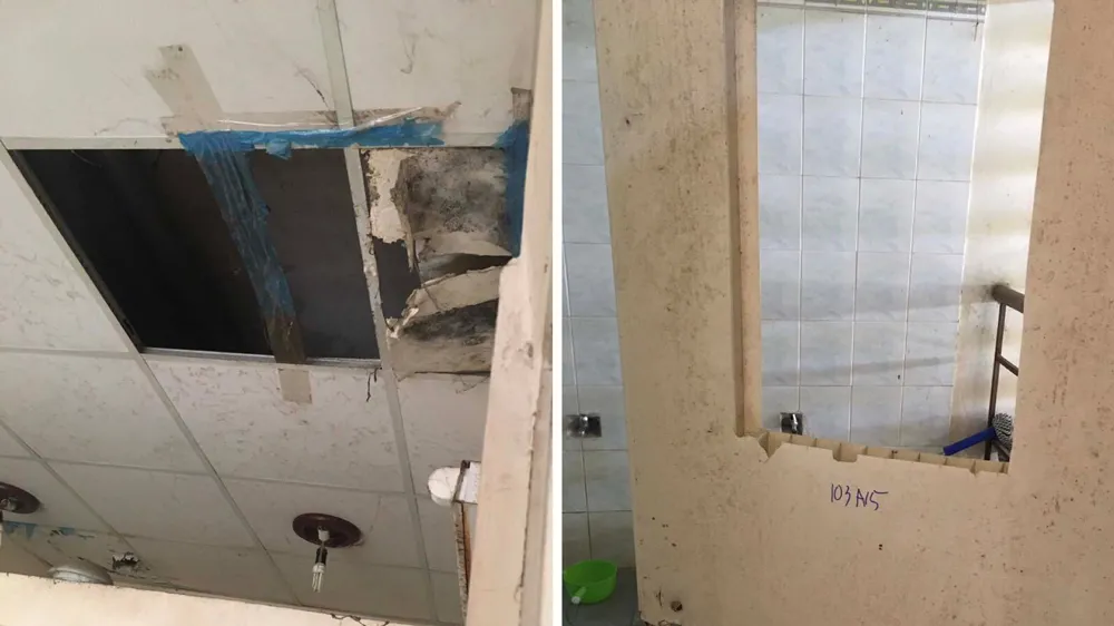 Nhiều cơ sở vật chất tại ký túc xá Đại học Quốc gia TPHCM bị hư hỏng. Ảnh: BÙI TUẤN