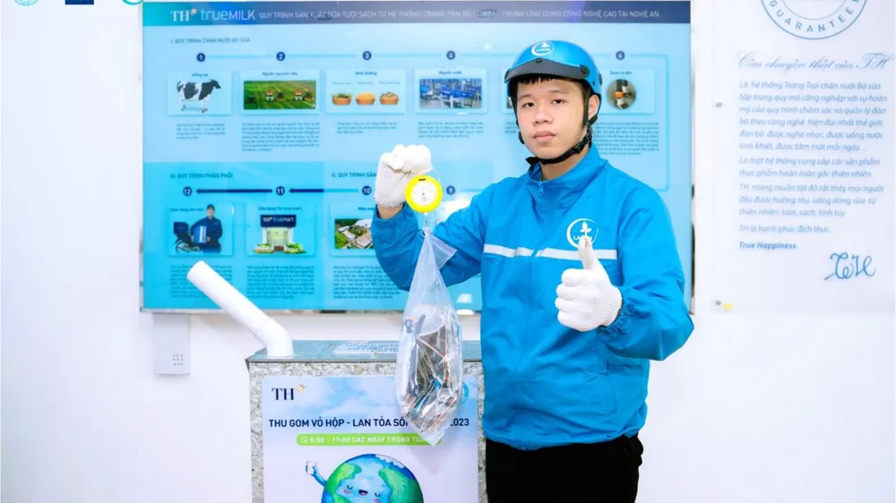 Hơn 1,5 tấn vỏ hộp sữa được thu gom trong dự án “Lan tỏa sống xanh” của TH True MILK