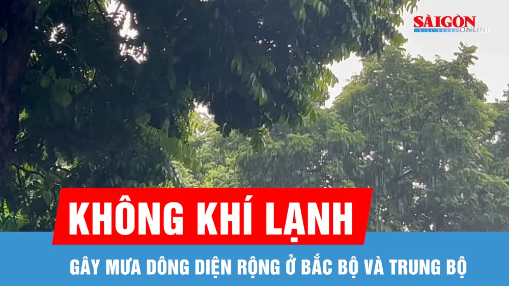 Không khí lạnh gây mưa dông diện rộng ở Bắc bộ và Trung bộ