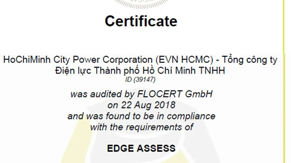 EVNHCMC nhận Chứng chỉ bình đẳng giới toàn cầu