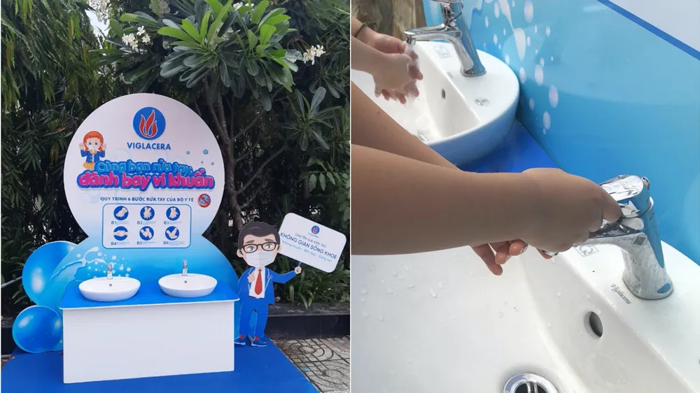 Viglacera lắp đặt 10 trạm rửa tay tại các trường tiểu học