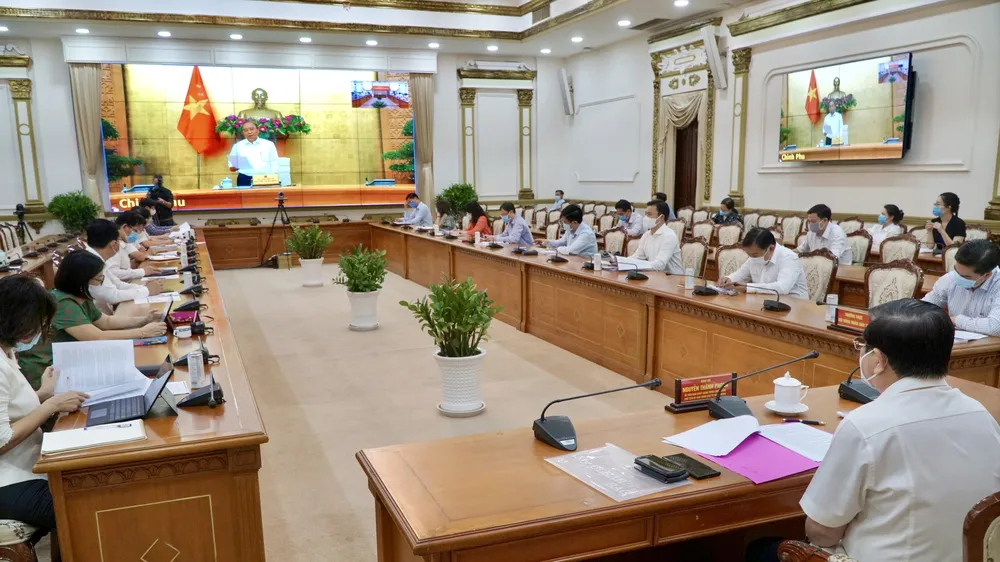 Quang cảnh hội nghị tại điểm cầu TPHCM. Ảnh: HOÀNG HÙNG
