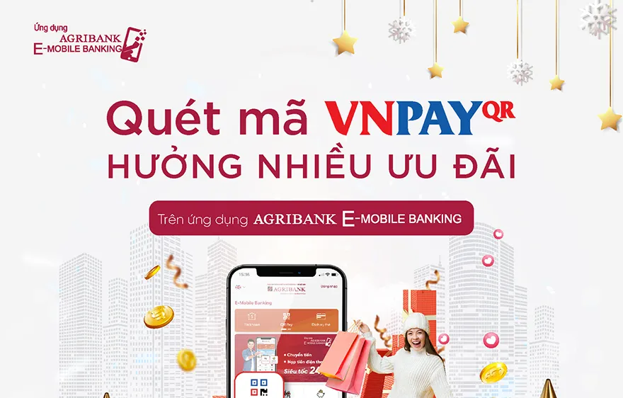 Quét Vnpay QR nhận “mưa” ưu đãi cùng Agribank e-Mobile Banking