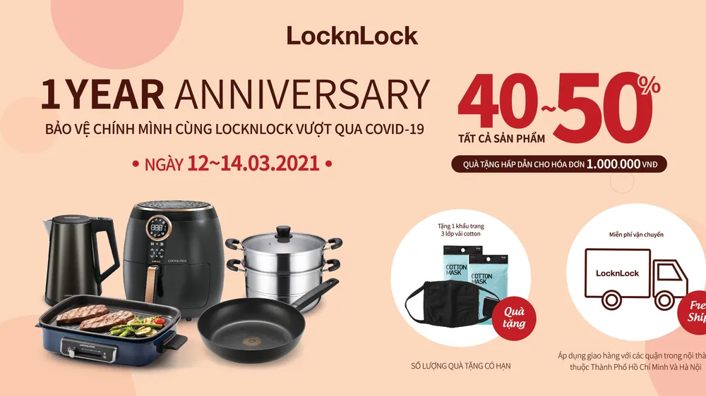 Mừng kỷ niệm 1 năm lock&lock online giảm sốc 40-50%