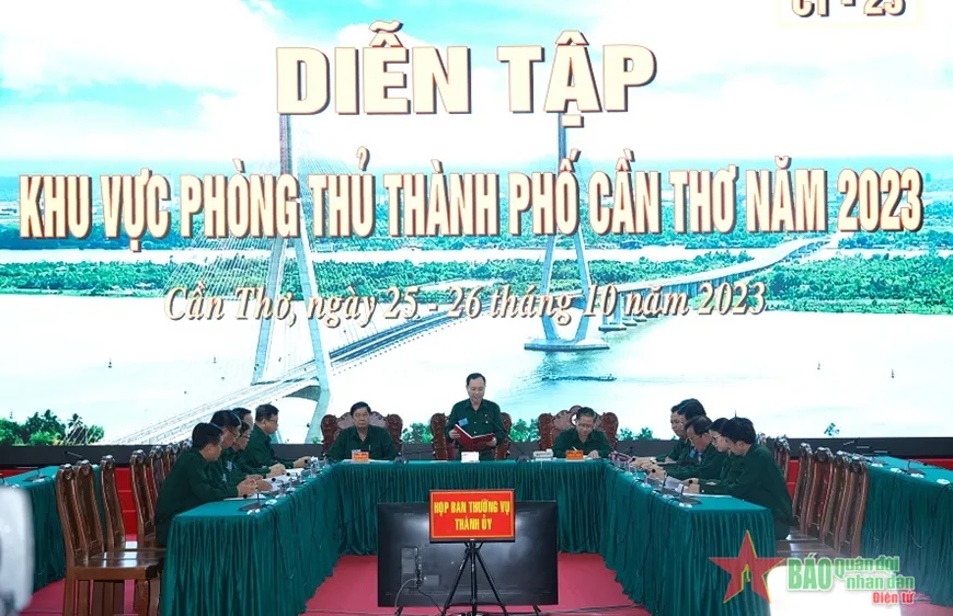 Khung tập tập bài trong diễn tập. Ảnh: Báo QĐND