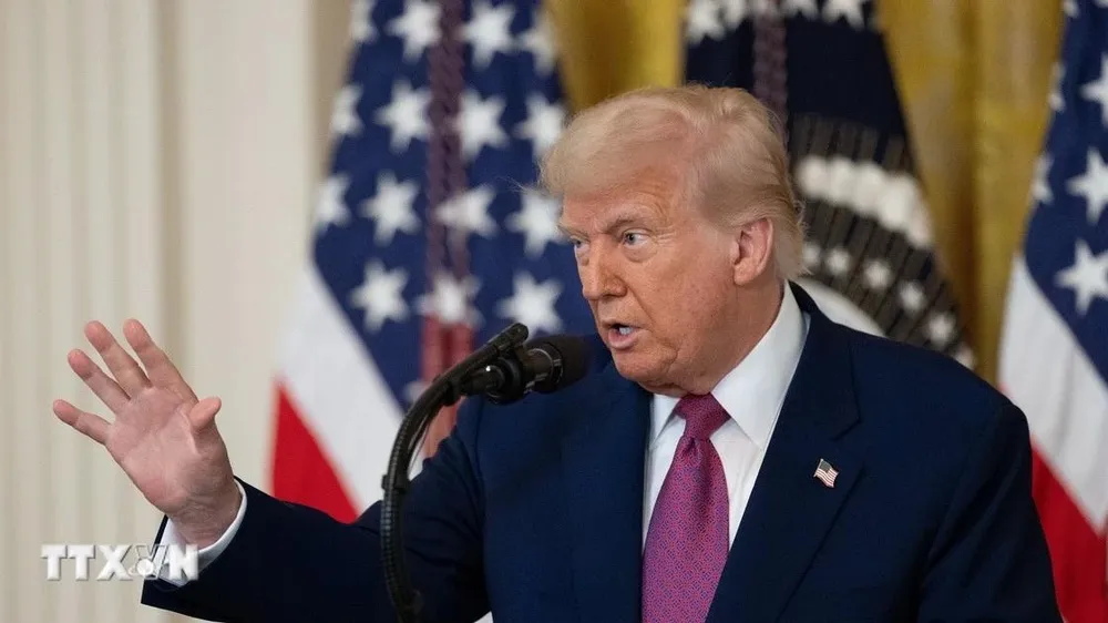 Tổng thống Mỹ Donald Trump phát biểu tại Nhà Trắng, Washington, D.C. Ảnh: THX/TTXVN