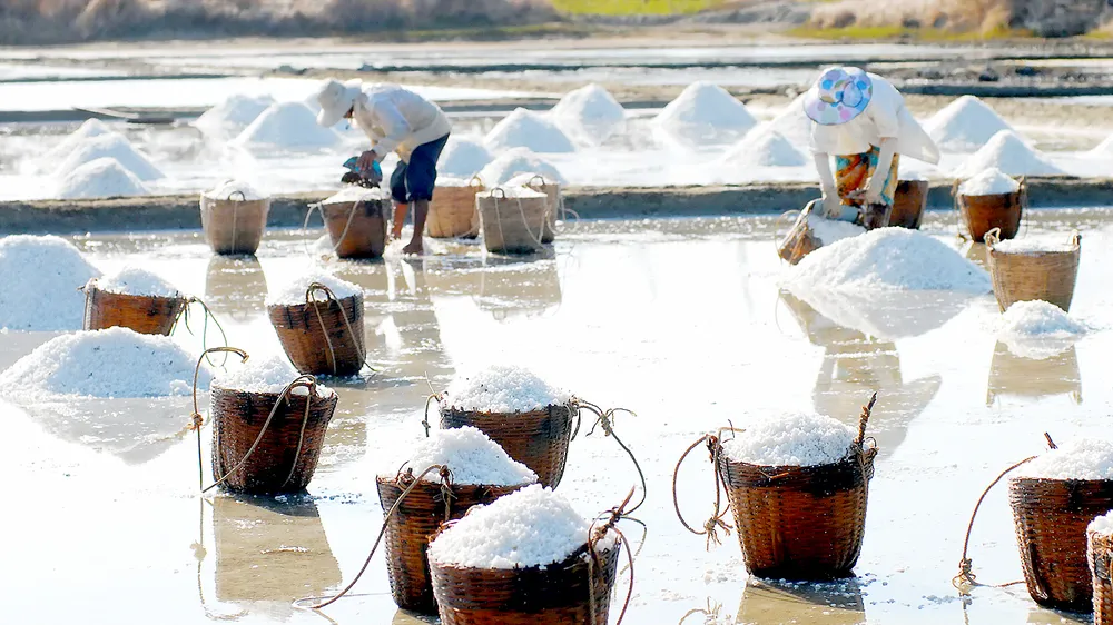 Diêm dân sản xuất muối tại Cần Giờ . Ảnh: THANH HẢI