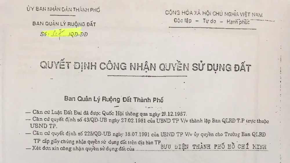 Nguồn gốc, pháp lý khu đất vườn rau tại Tân Bình