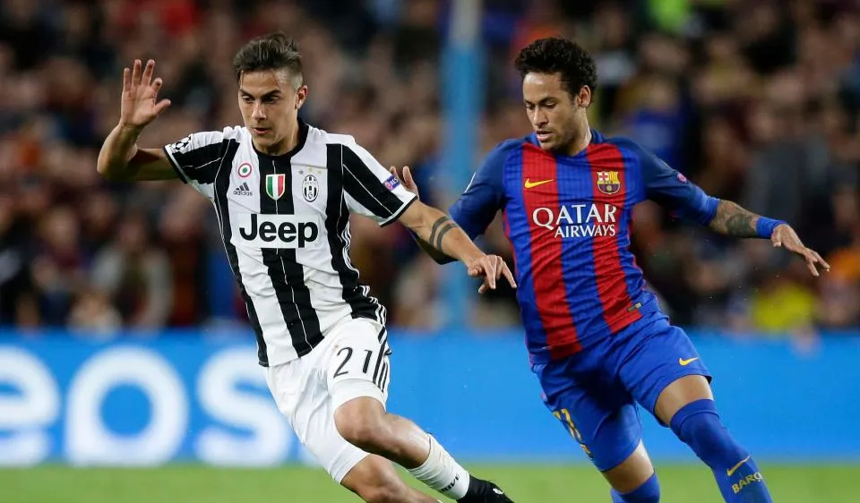 Paolo Dybala (trái, Juve) và Neymar (trong màu áo Barca)