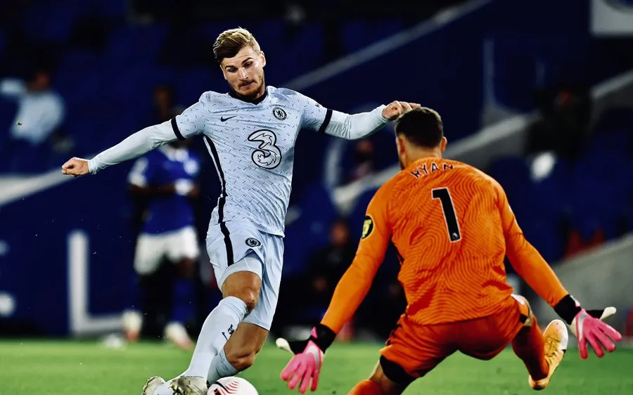 Timo Werner bỏ lỡ cợ hội trước Brighton
