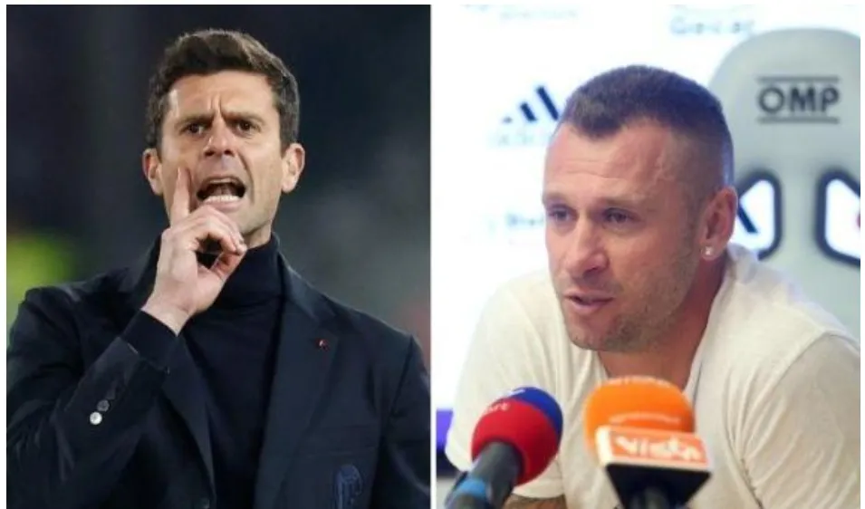 HLV Thiago Motta và bình luận viên Antonio Cassano
