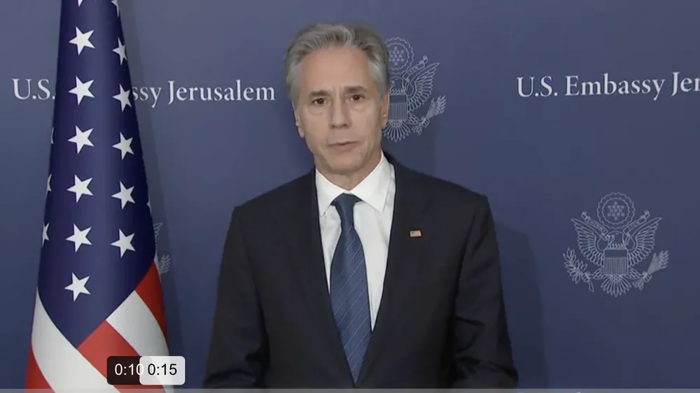 Ngoại trưởng Mỹ Antony Blinken xác nhận với báo giới tại Tel Aviv ngày 19-8. Ảnh: KCRA