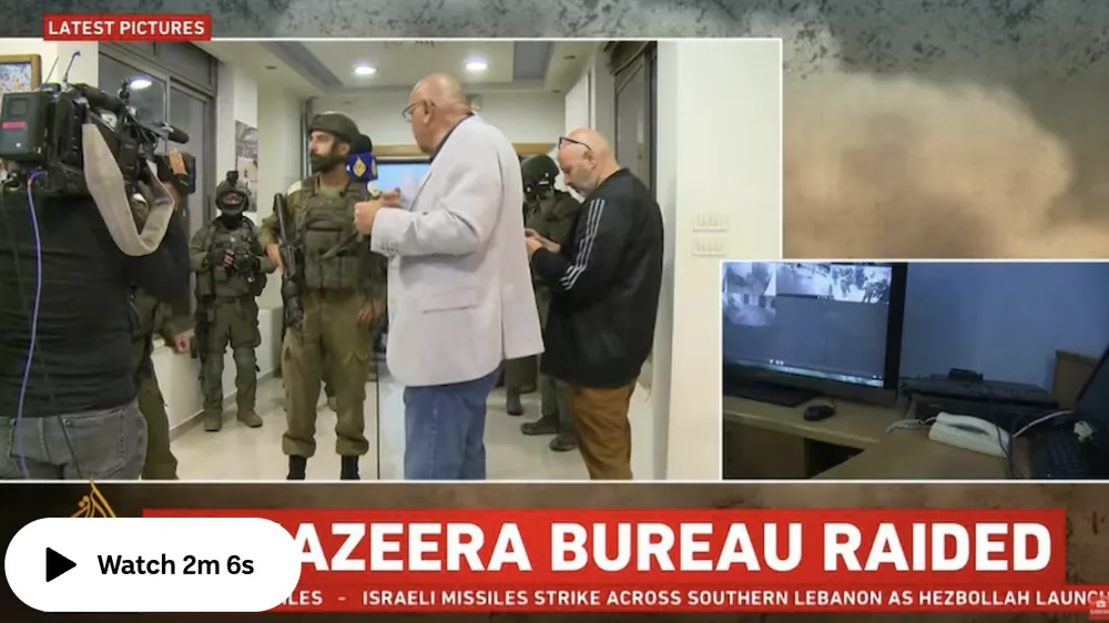 Văn phòng Đài truyền hình Al Jazeera tại Ramallah ở Bờ Tây đã bị chiếm đóng. Ảnh: ABC