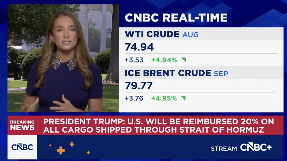 Thị trường thế giới biến động sau tuyên bố mới của Tổng thống Donald Trump về eo biển Hormuz. Ảnh: CNBC