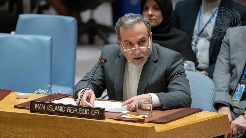 Ngoại trưởng Iran Abbas Araghchi phát biểu tại phiên họp thứ 81 của Đại hội đồng Liên Hợp Quốc tại New York. Ảnh: WANA