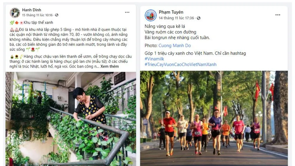 Những câu chuyện đời thường nhưng rất dễ thương như “Khu tập thể xanh” hay “Đường chạy bộ giữa hàng cây” được chia sẻ trong các bài đăng tham gia chiến dịch 