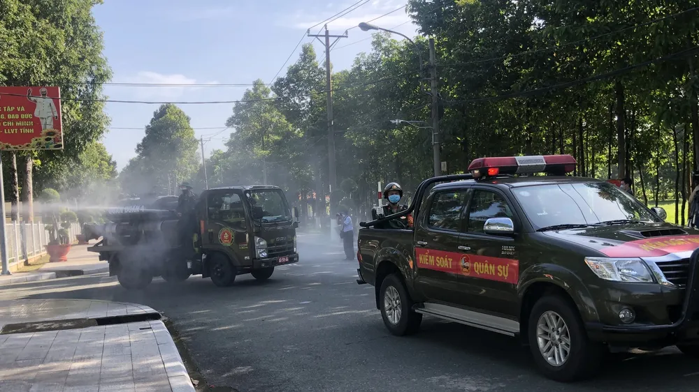 Lực lượng và phương tiện của quân đội tham gia khử khuẩn diện rộng ở Bình Dương