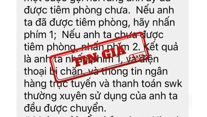 Thông tin “lừa đảo chiếm đoạt thông tin cá nhân trên mạng” là giả