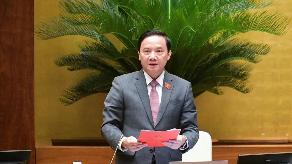 Phó Chủ tịch Quốc hội Nguyễn Khắc Định thông tin trước Quốc hội về vụ cháy nhà trọ khiến 14 người chết
