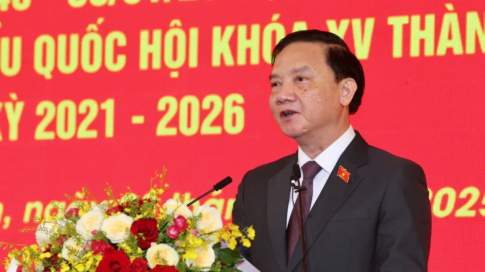 Phó Chủ tịch Quốc hội Nguyễn Khắc Định phát biểu tại chương trình họp mặt. Ảnh: DŨNG PHƯƠNG
