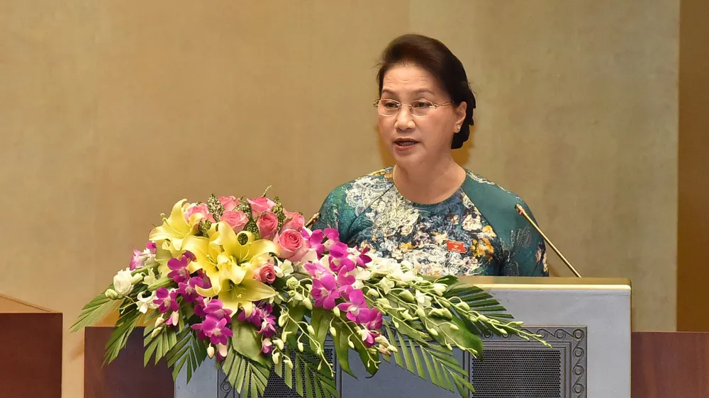 Chủ tịch Quốc hội Nguyễn Thị Kim Ngân phát biểu bế mạc kỳ họp. Ảnh: LÃ ANH