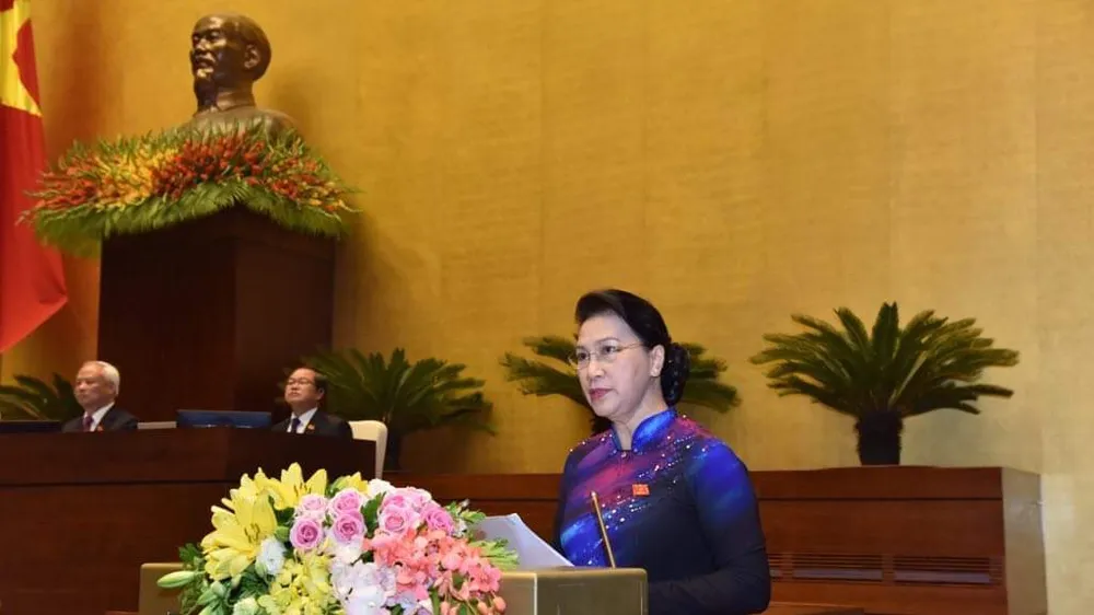  Chủ tịch Quốc hội Nguyễn Thị Kim Ngân phát biểu khai mạc. Ảnh: VGP