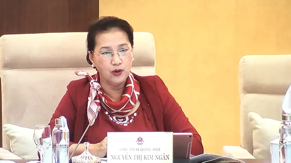 Chủ tịch Quốc hội Nguyễn Thị Kim Ngân phát biểu tại phiên họp 